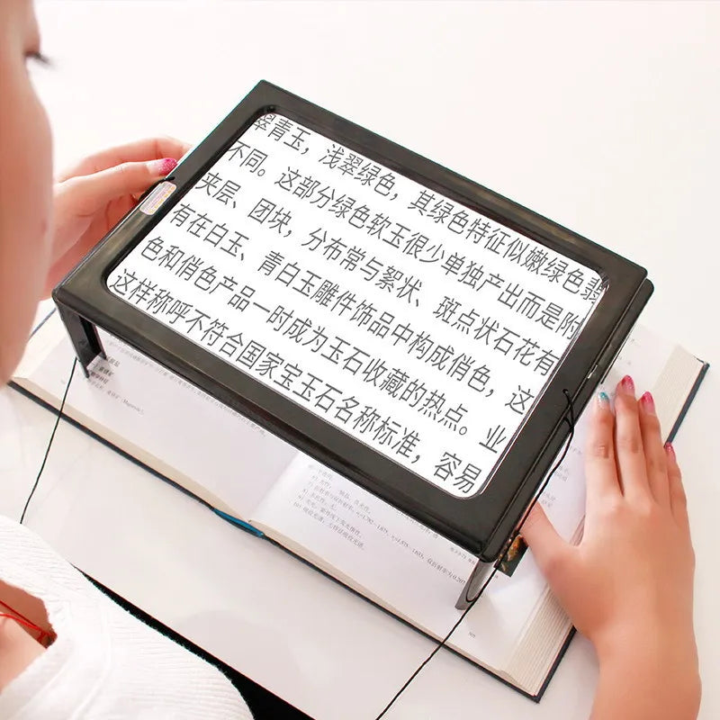 Square Fresnel Lens Desktop Magnifier with LED Light Desktop Magnifier Axl grey 3X