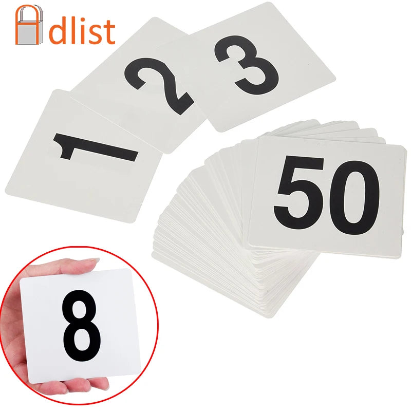 PVC Table Number Cards 1–100 | Wedding & Restaurant Signs Table Number Cards Axl 1 to 50