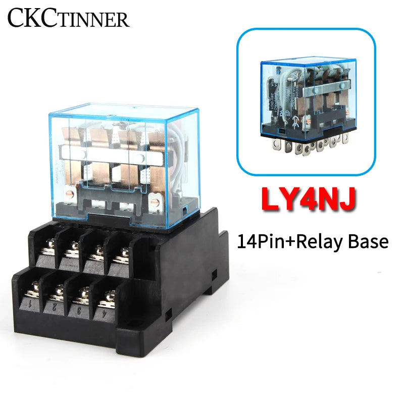 HH64P LY4NJ 10A Electromagnetic Relay 14-Pin & PTF14A Socket Electromagnetic Relay Axl DC 12V No socket