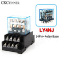 HH64P LY4NJ 10A Electromagnetic Relay 14-Pin & PTF14A Socket Electromagnetic Relay Axl DC 12V No socket