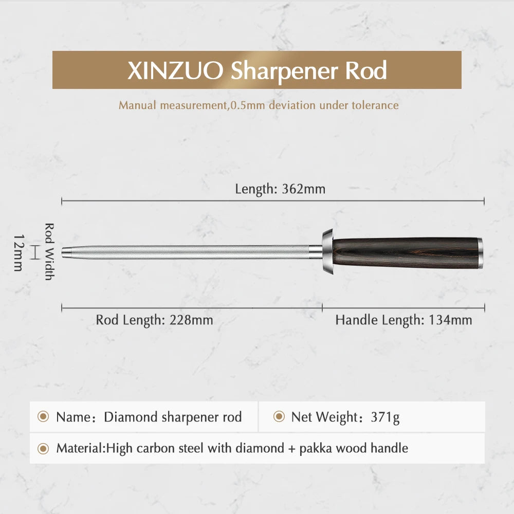 XINZUO Diamond Honing Steel Rod – Knife Sharpener Knife Honing Rod Axl