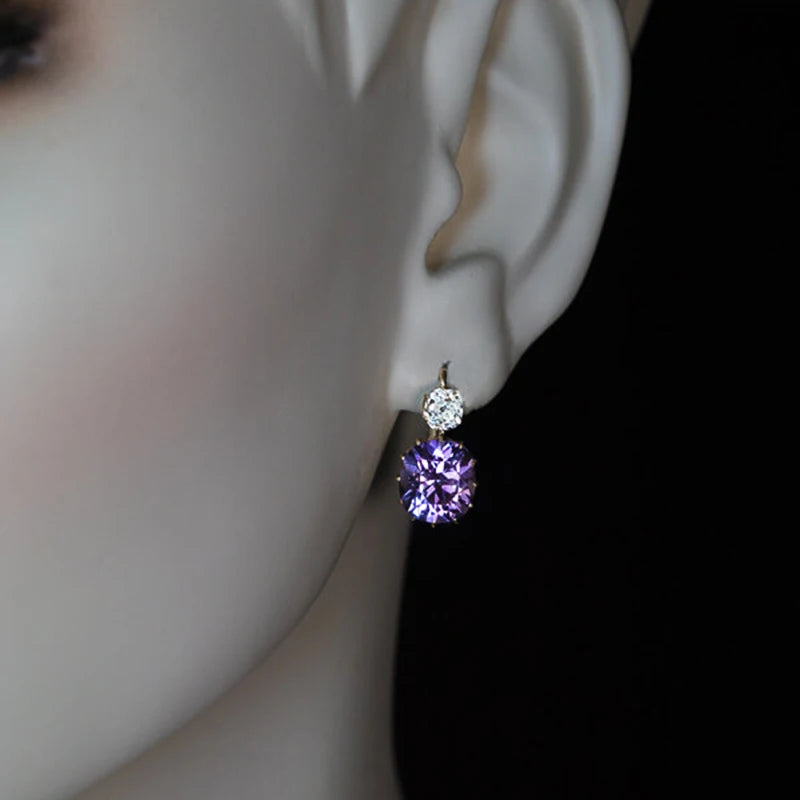 Huitan Purple Drop Earrings – Cubic Zirconia for Women Drop Earrings Axl