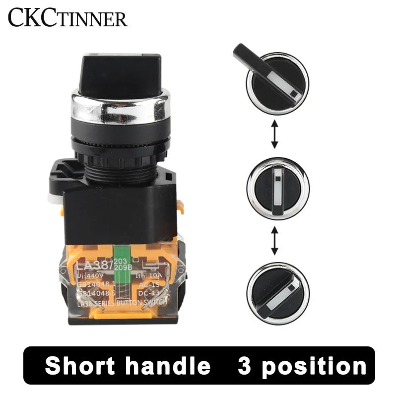 22mm Rotary Selector Switch LA38 Self-Lock & Reset 2/3 Position Rotary Selector Switch Axl