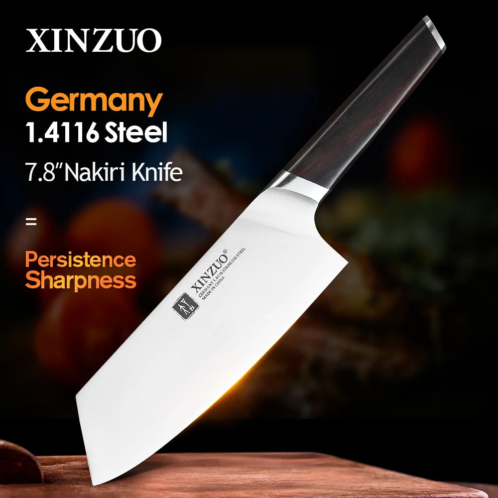 XINZUO 7.8" Nakiri Knife – German Steel & Ebony Wood Handle Nakiri Kitchen Knife Axl Default Title