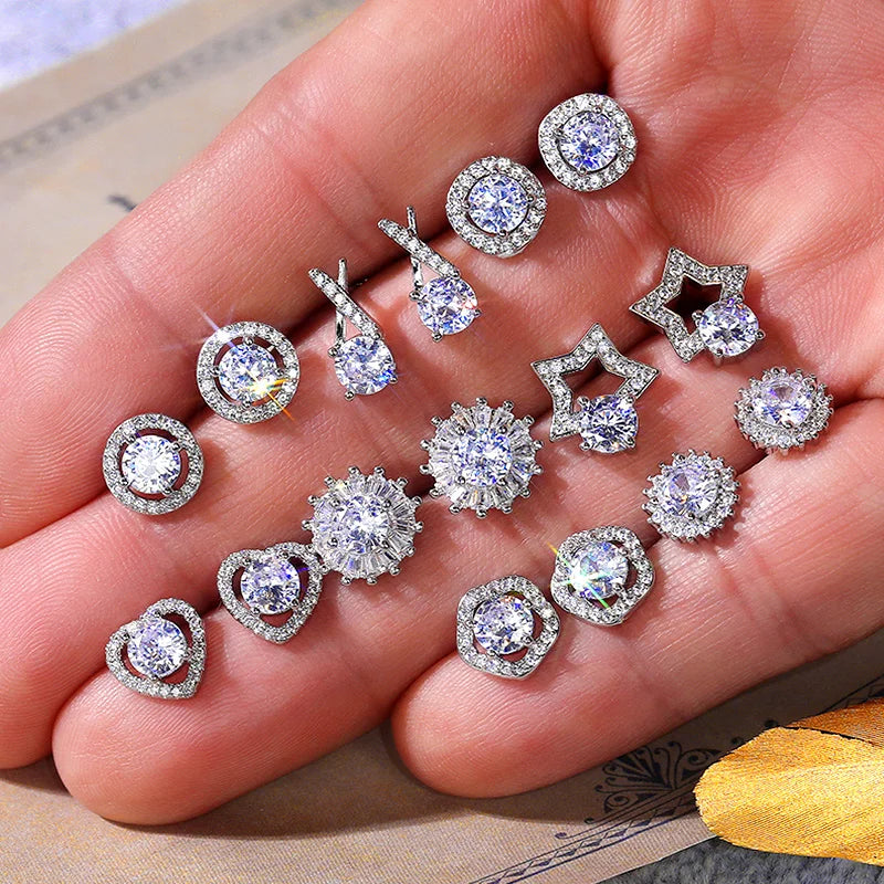 Huitan Cubic Zirconia Stud Earrings – Geometric Fashion Jewelry Stud Earrings Axl