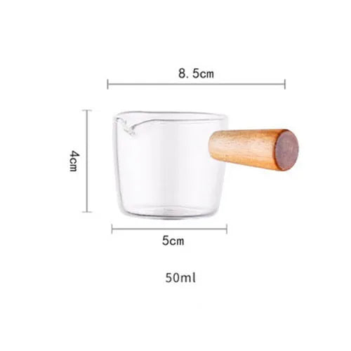 Japanese Glass Sauce Dish with Acacia Wood Handle | KEMORELA Glass Dipping Bowl Axl Small1PCS