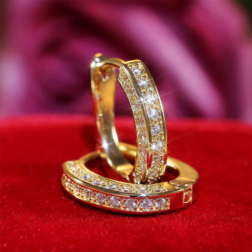 Huitan Micro Paved CZ Small Hoop Earrings for Women – 3 Colors Hoop Earrings Axl