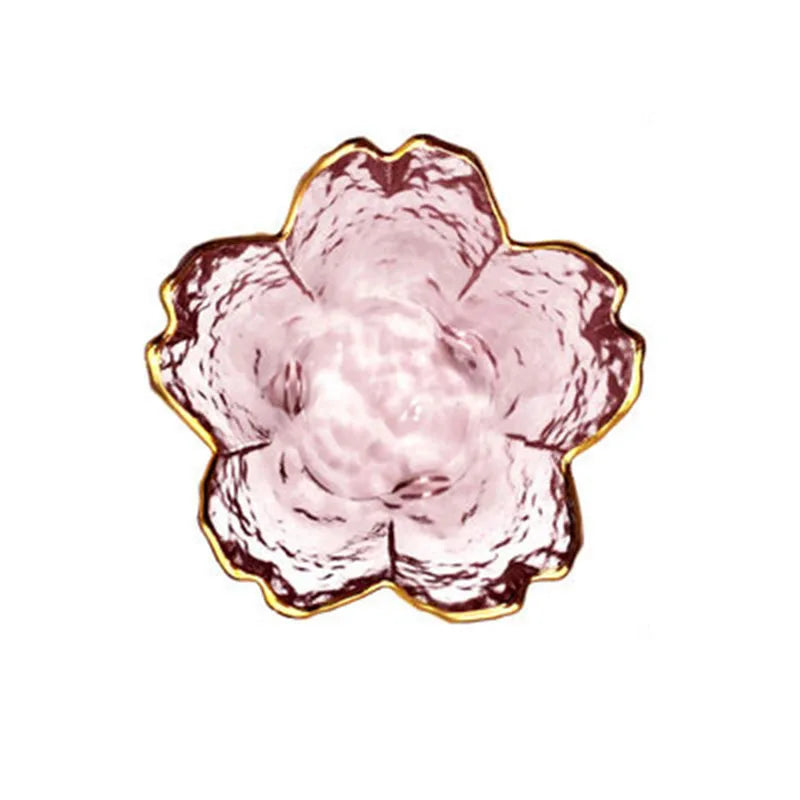Japanese Sakura Glass Plates with Gold Border | Set of 1-3 Glass Dessert Plate Axl