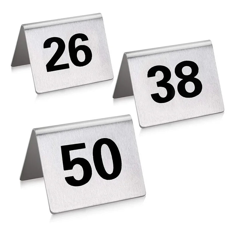Stainless Steel Tent Table Numbers – Set of 25 or 50 Table Number Cards Axl
