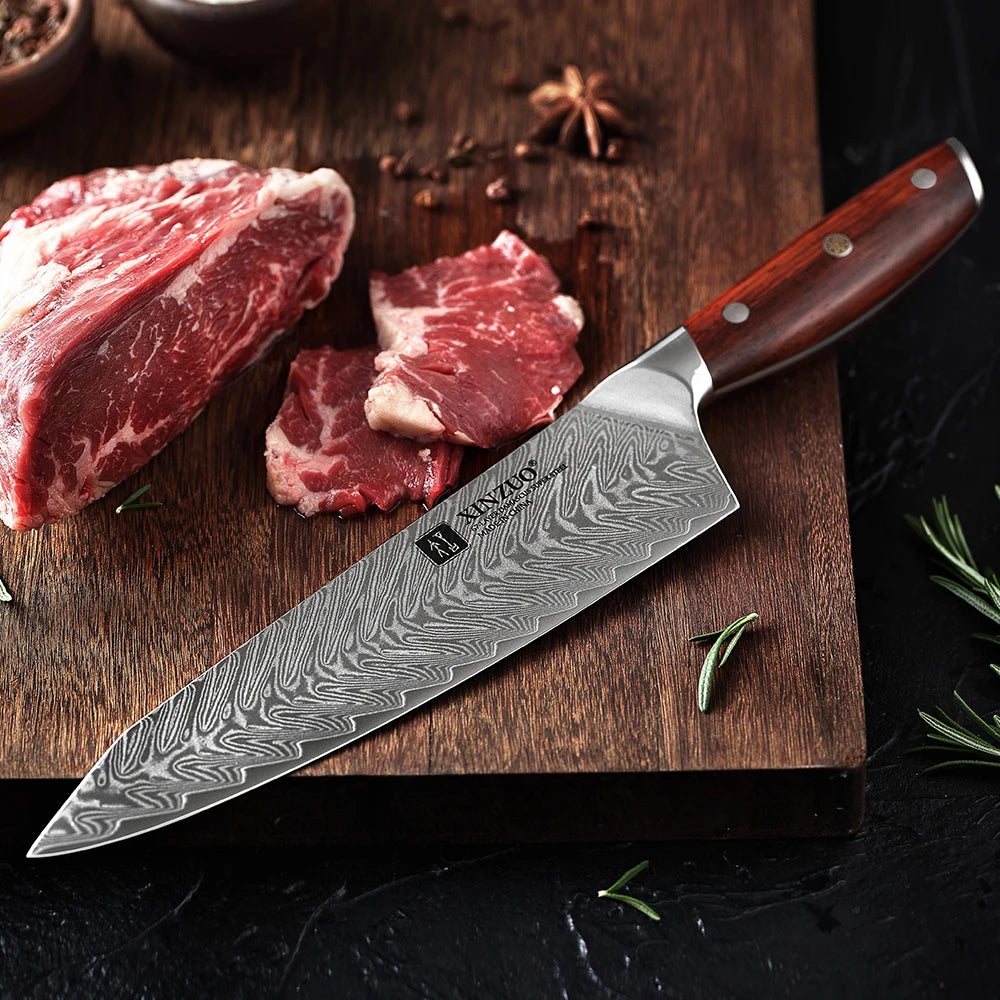 XINZUO 8.5" Damascus Chef Knife – VG10 Steel & Rosewood Handle Damascus Chef Knife Axl