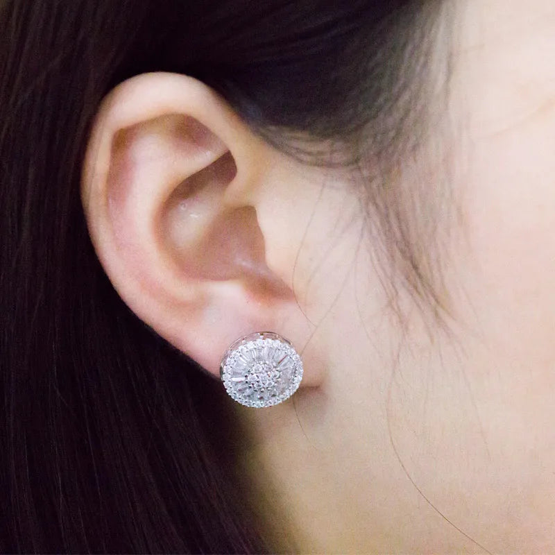 Huitan Round CZ Stud Earrings – Cubic Zirconia Women's Studs CZ Stud Earrings Axl