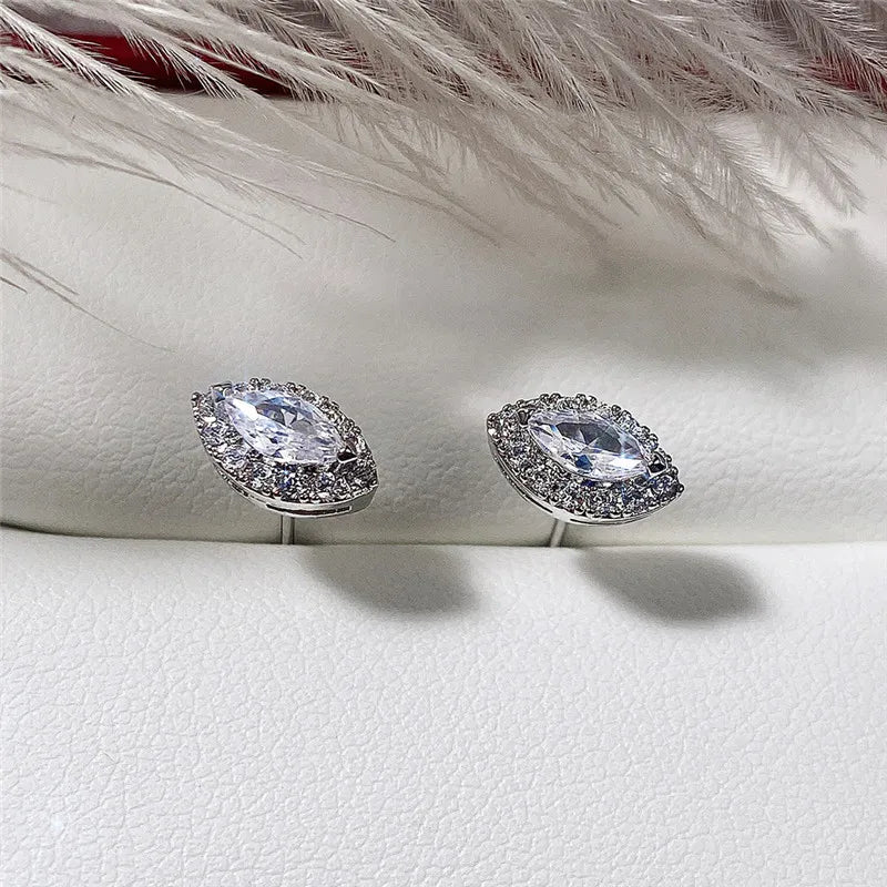 Huitan Marquise Cubic Zirconia Stud Earrings for Women Stud Earrings Axl