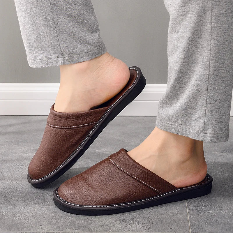 Lorilury Men's Indoor Leather Slippers | Non-Slip Unisex EU 35–48 Indoor Leather Slippers Axl