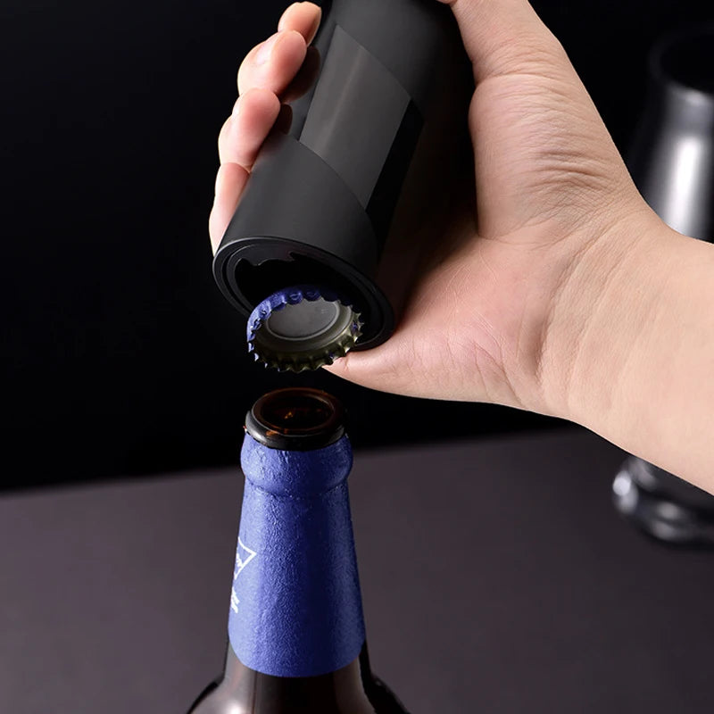 Magnetic Auto Beer Bottle Opener with Cap Catcher – Black Bottle Opener Axl