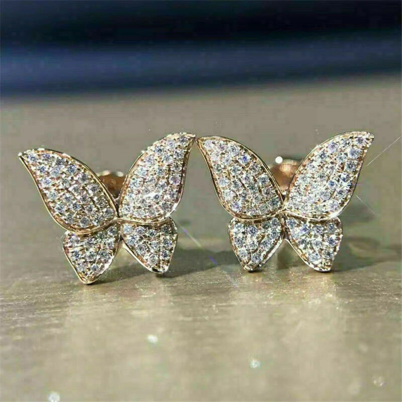 Huitan Butterfly Stud Earrings – Cubic Zirconia Women's Jewelry Stud Earrings Axl E1160
