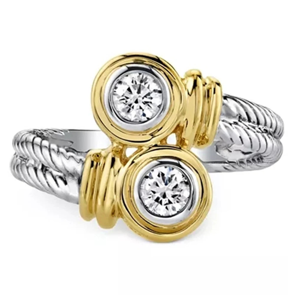 Huitan Interlaced Zipper Ring – Women's CZ Fashion Band Fashion Ring Axl
