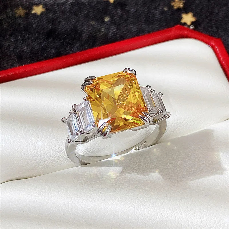 Huitan Women's Blue & Yellow Cubic Zirconia Ring | Sizes 5–14 Fashion Ring Axl F1166 6