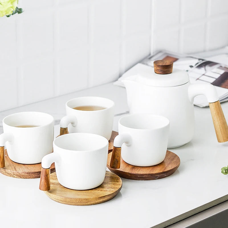 Japanese Ceramic Tea Set – Wooden Handle Teapot & Cup | KEMORELA Ceramic Tea Set Axl