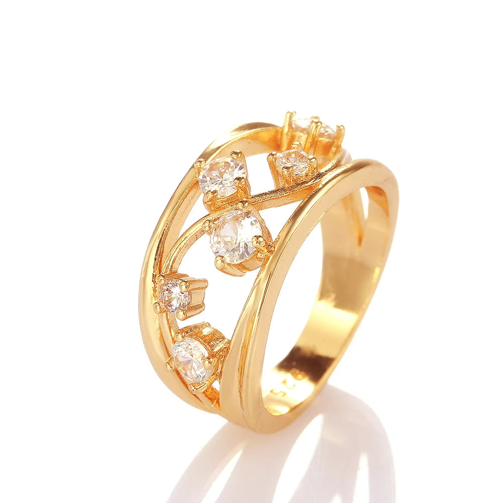 Huitan Hollow Band Ring – Cubic Zirconia Women's Fashion Ring Fashion Ring Axl