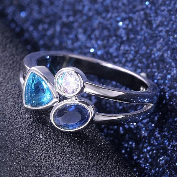 Huitan Triple Stone Women's Ring – Micro Pavé CZ Fashion Ring Fashion Ring Axl MULTI Silver Plated 10