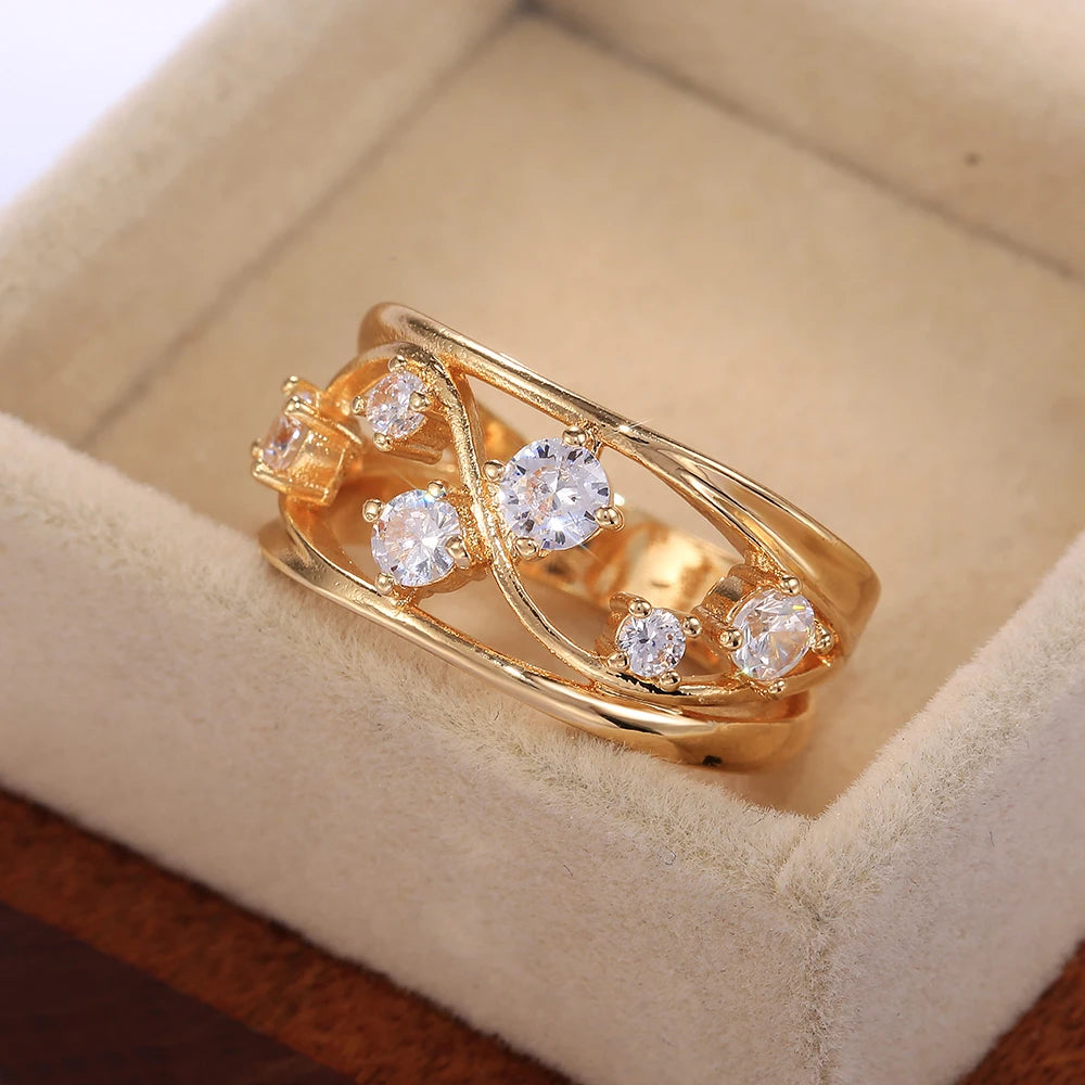 Huitan Hollow Band Ring – Cubic Zirconia Women's Fashion Ring Fashion Ring Axl