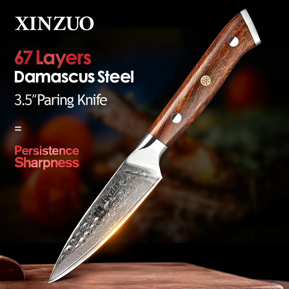 XINZUO 3.5" Damascus Paring Knife – VG10 Steel & Ironwood Damascus Paring Knife Axl Default Title