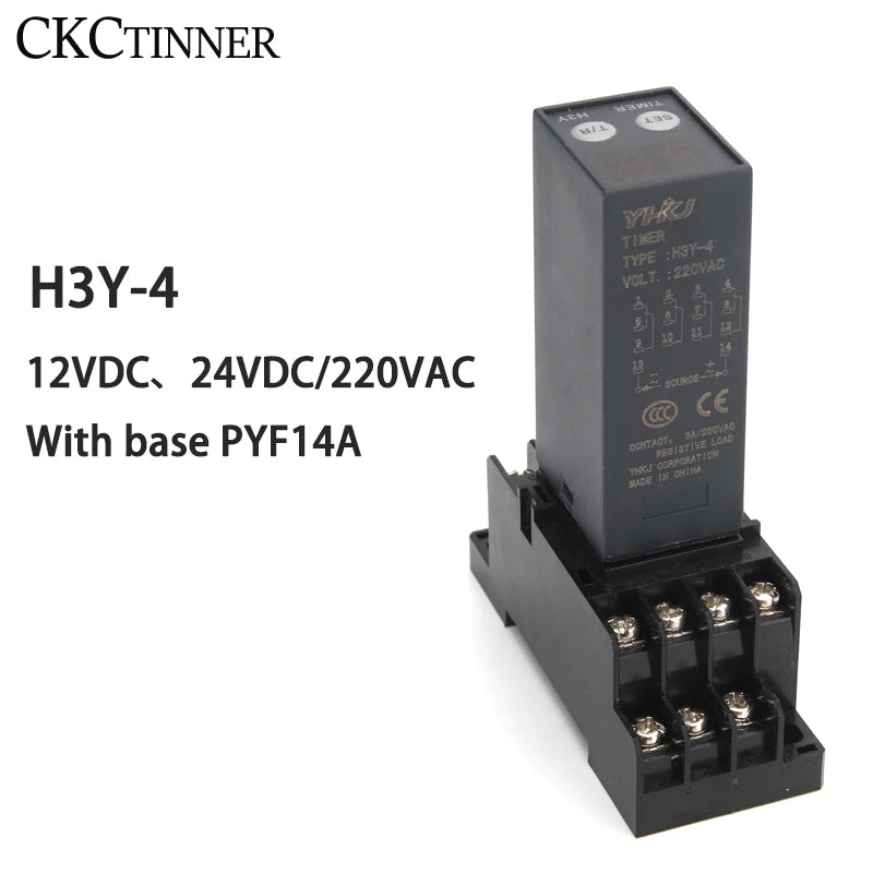 H3Y-2/H3Y-4 Digital Time Relay + Base Socket | 12V–220V Digital Time Relay Axl H3Y-4 AC220V