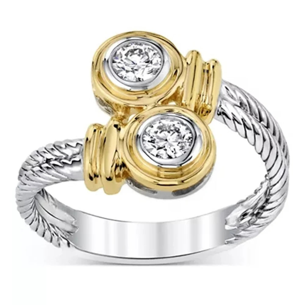 Huitan Interlaced Zipper Ring – Women's CZ Fashion Band Fashion Ring Axl