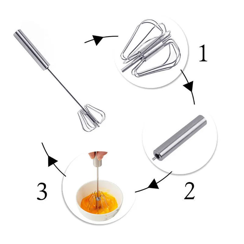 Semi-Automatic Stainless Steel Egg Beater & Hand Whisk Kitchen Hand Whisk Axl