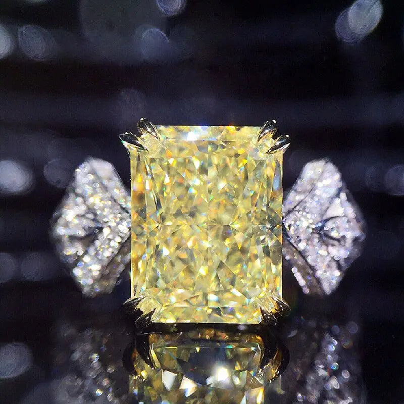 Huitan Yellow Cubic Zirconia Square Ring – Women's Fashion Fashion CZ Ring Axl F1324 6