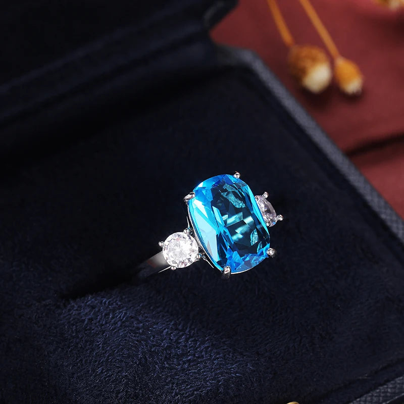 Huitan Sky Blue Cubic Zirconia Statement Ring – Sizes 5–14 Fashion Statement Ring Axl F855 9