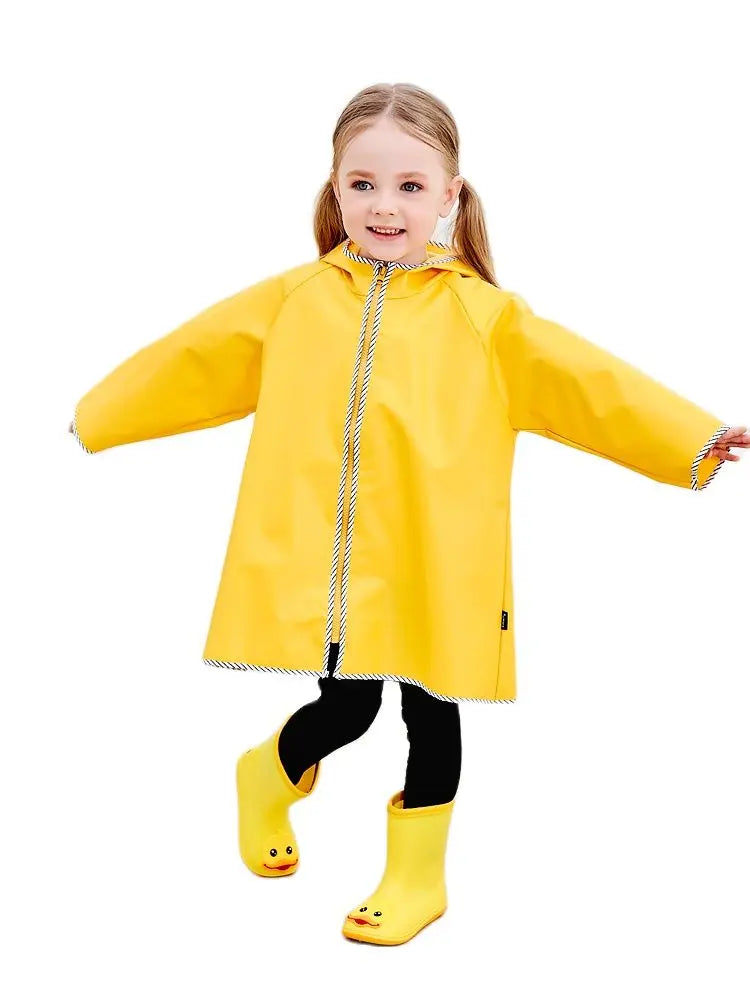 Kids Yellow Waterproof Rain Poncho – Nylon Raincoat Boys & Girls Kids Rain Poncho Axl