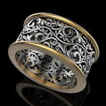 Huitan Two-Tone Vintage Punk Ring for Women | Zinc Alloy Fashion Ring Axl F490 Two Tone 7