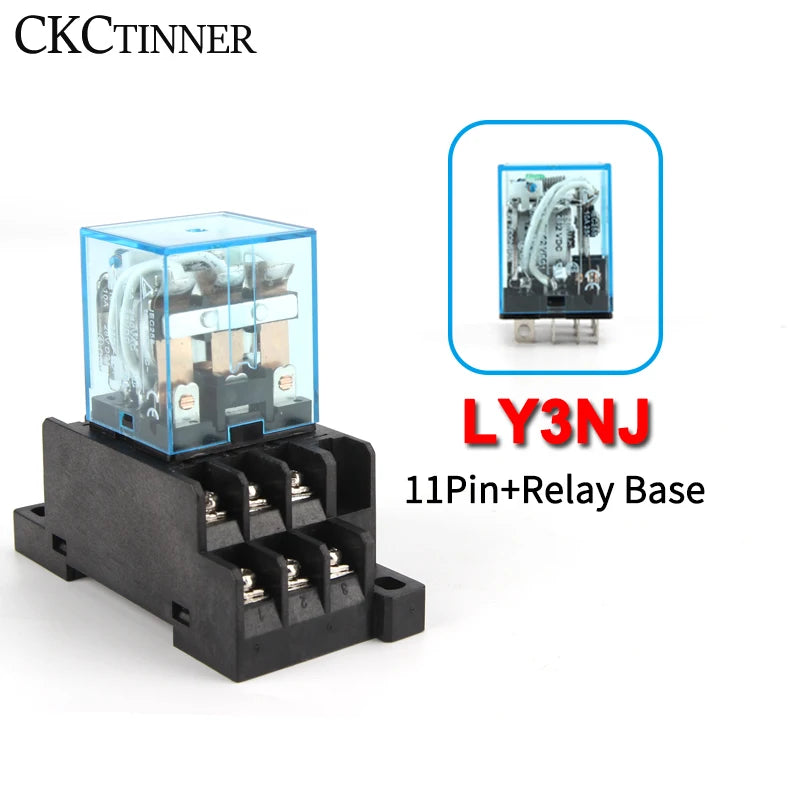 HH63P LY3NJ 10A Electromagnetic Relay + PTF11A Socket Base Electromagnetic Relay Axl DC 24V With socket