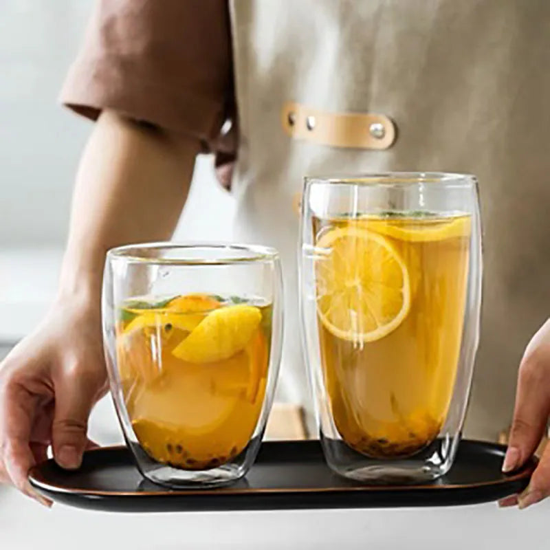 KEMORELA Double Wall Glass Cup – Heat-Resistant Borosilicate Double Wall Glass Cup Axl