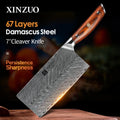XINZUO 7" VG10 Damascus Steel Cleaver Knife – Rosewood Handle Damascus Cleaver Knife Axl Default Title