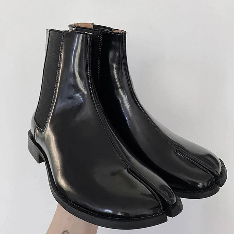 Women's Split Toe Tabi Chelsea Boots – Patent Leather Ankle Boot Tabi Ankle Boots Axl