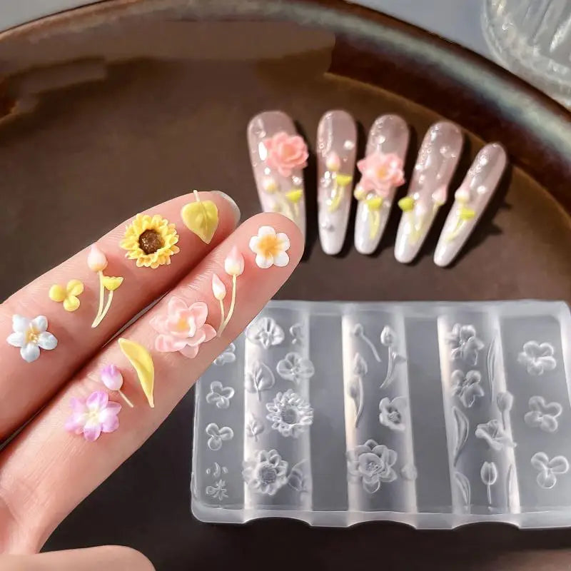 3D Flower Nail Art Silicone Mold – Reusable Petal DIY Template Nail Art Mold Axl