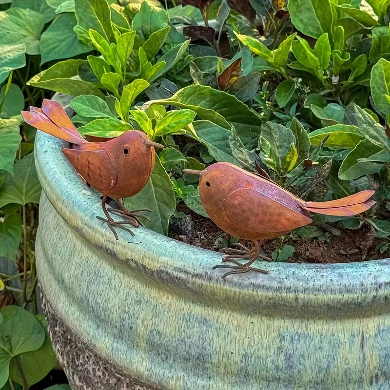Rustic Metal Bird Statues – Iron Art Garden Sculpture for Yard Garden Bird Sculpture Axl