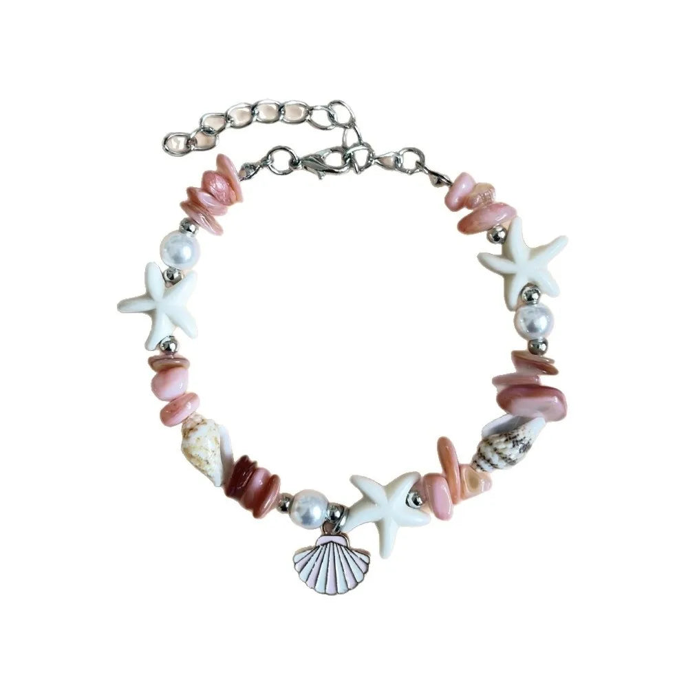 Shell Starfish Pearl Bracelet – Adjustable Beach Bangle for Women Shell Beaded Bracelet Axl