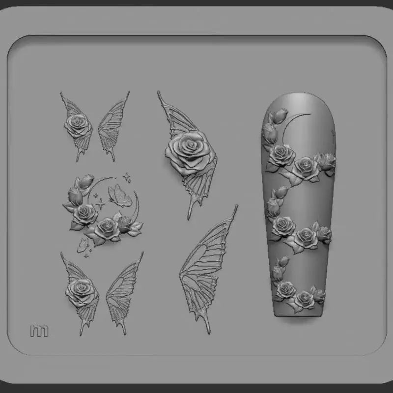 3D Rose Butterfly Silicone Nail Art Mold | DIY Manicure Tool Nail Art Mold Axl A2