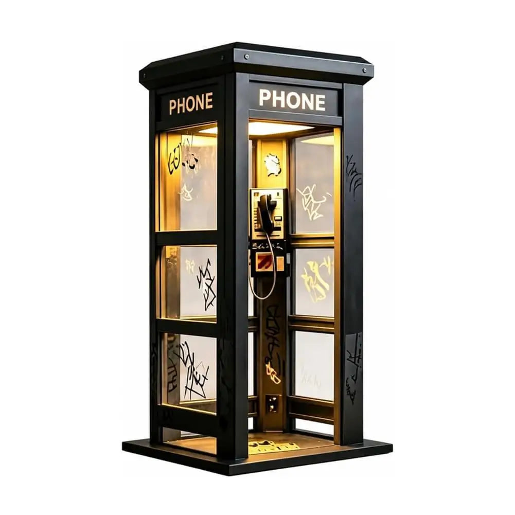 Retro Phone Booth Desktop Lamp – Vintage Ambient Night Light Decorative Desk Lamp Axl A
