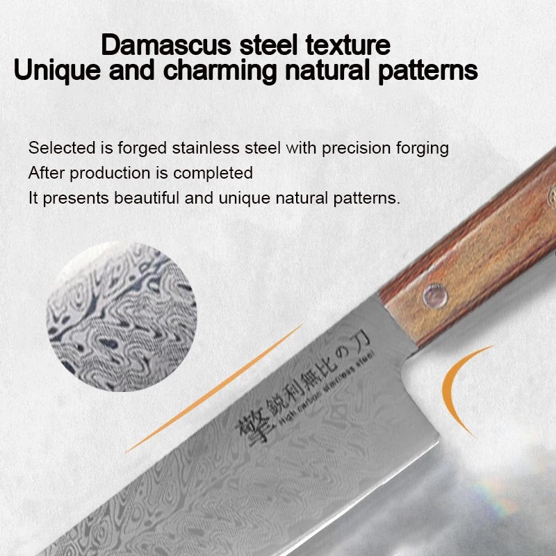 Damascus Chef's Knife – Japanese Santoku Wood Handle | 20cm Chef's Knife Axl