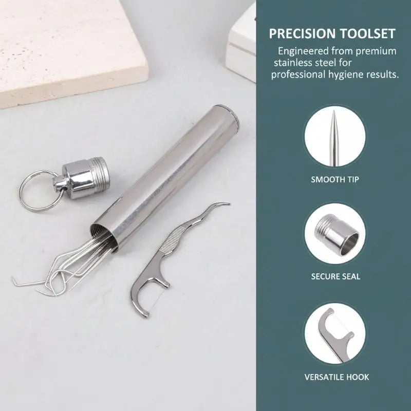 Reusable Stainless Steel Toothpick Kit – 10 Picks & Case Oral Care Kit Axl
