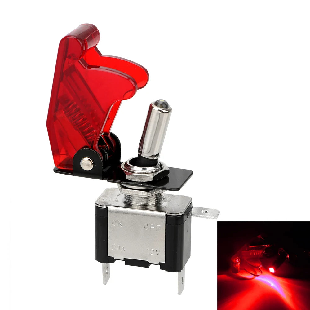 12V 20A LED Toggle Switch with Cover – SPST On/Off Car Switch Automotive Toggle Switch Axl Red