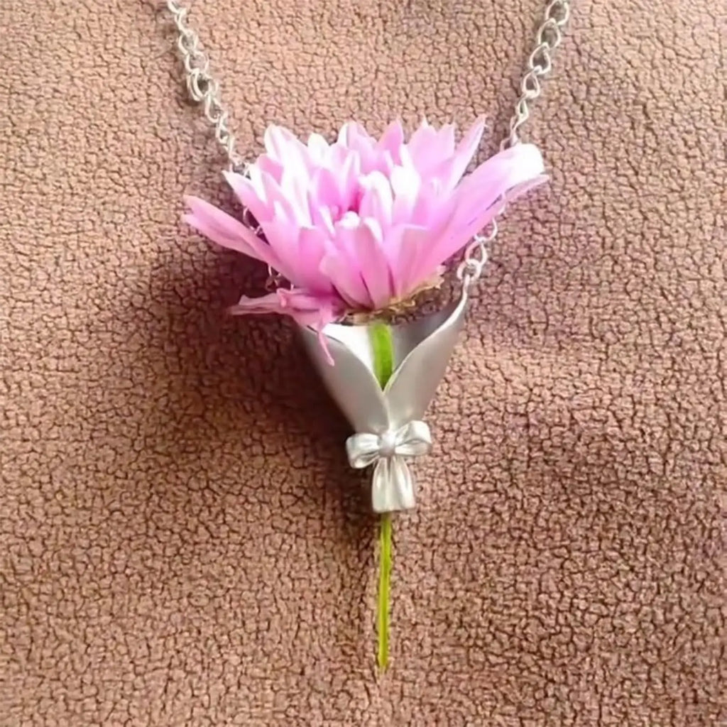 Vase Pendant Necklace – Flower Bouquet Chain for Women Pendant Necklace Axl