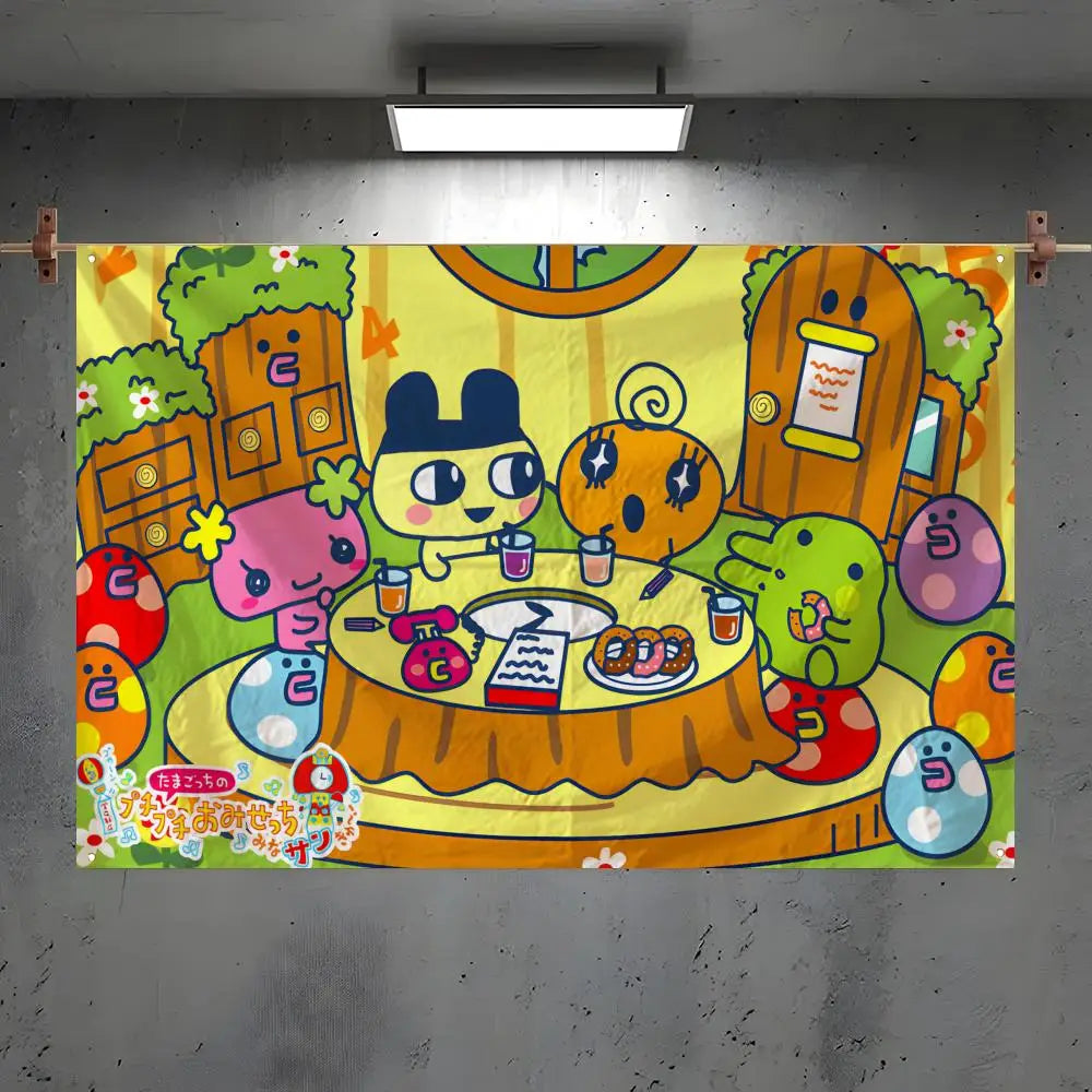 Tamagotchi Wall Flag – Indoor & Outdoor Art Banner Decor Decorative Wall Flag Axl White1 50x70cm