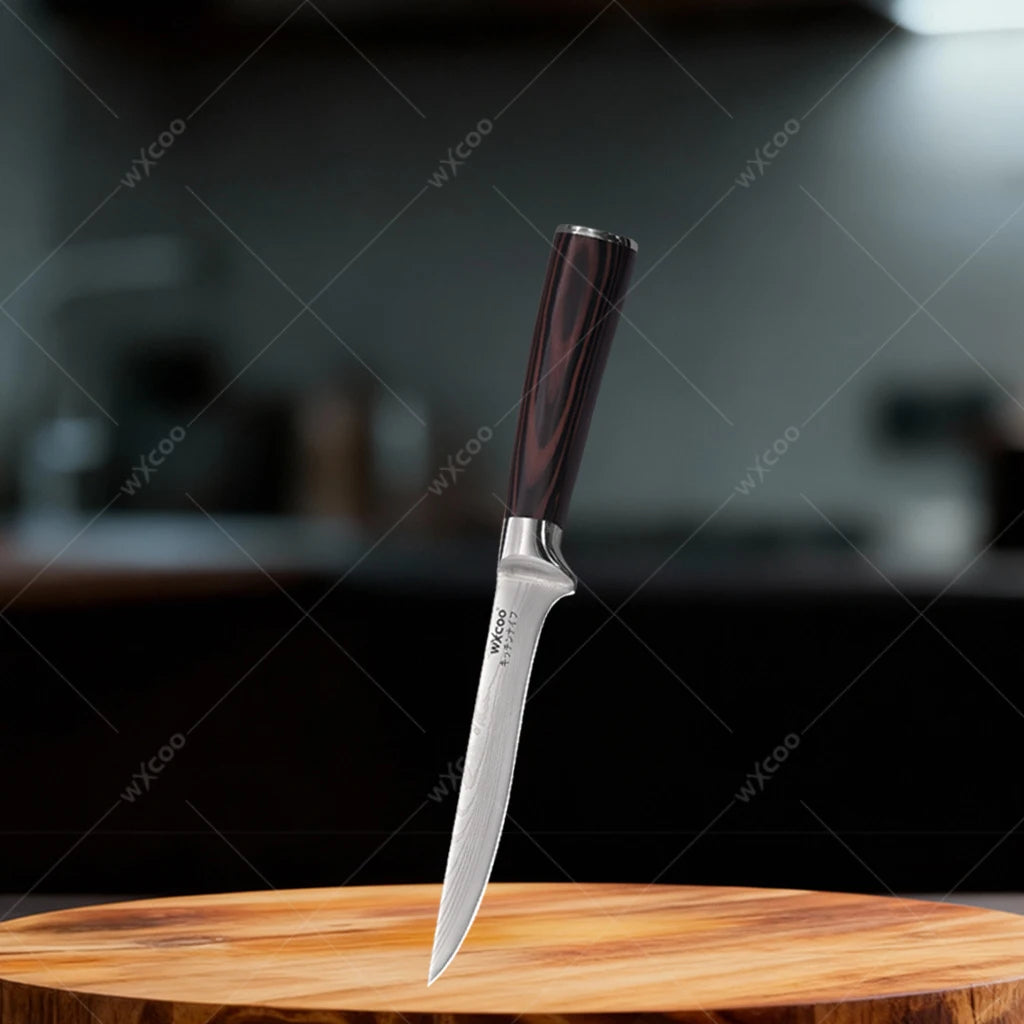 Japanese Santoku Chef's Knife Set – Laser-Textured Stainless Steel Chef's Knife Set Axl Knife D