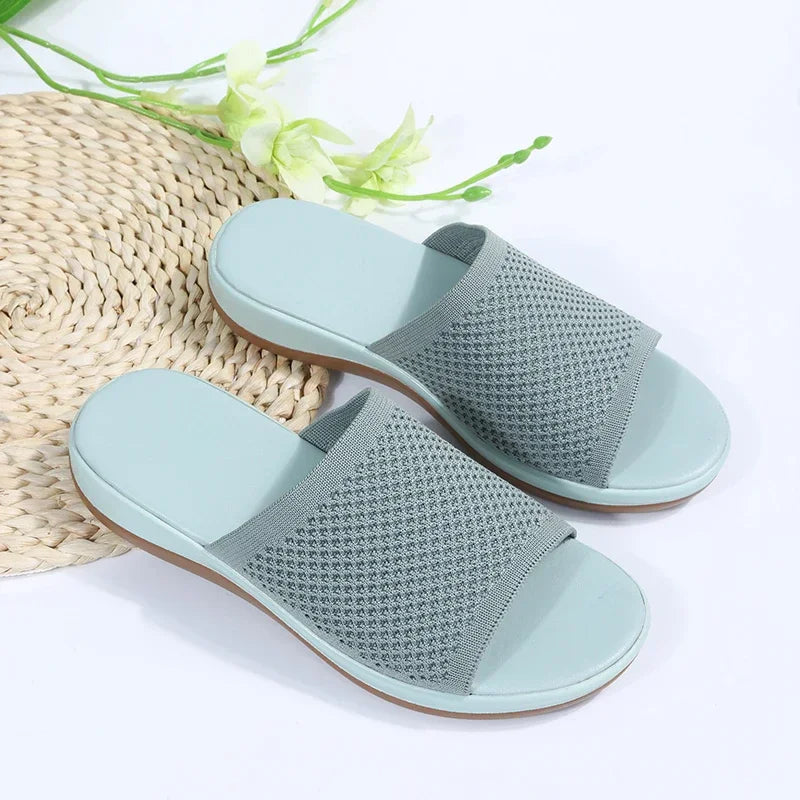 Women's Elastic Roman Flat Sandals – Casual Beach Slide Slippers Flat Slide Sandals Axl 37 green