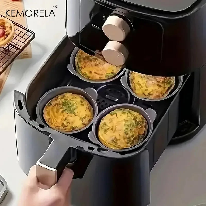 KEMORELA 4-Pack Silicone Ramekins – Air Fryer & Muffin Molds Silicone Baking Molds Axl